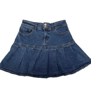 Wild Fable Y2K Pleated Denim Mini Skirt 4 Pockets Beach Schoolgirl Preppy Retro